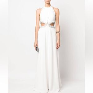 NWT Jonathan SIMKHAI Cut-Out Detailing Long Dress White Wedding Maxi Size 6